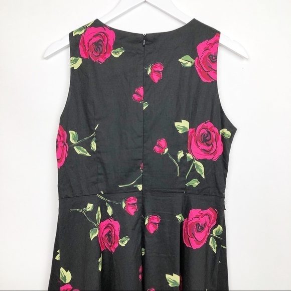 Homeyee Floral Cocktail Black MIDI Dress Large - Picture 10 of 11